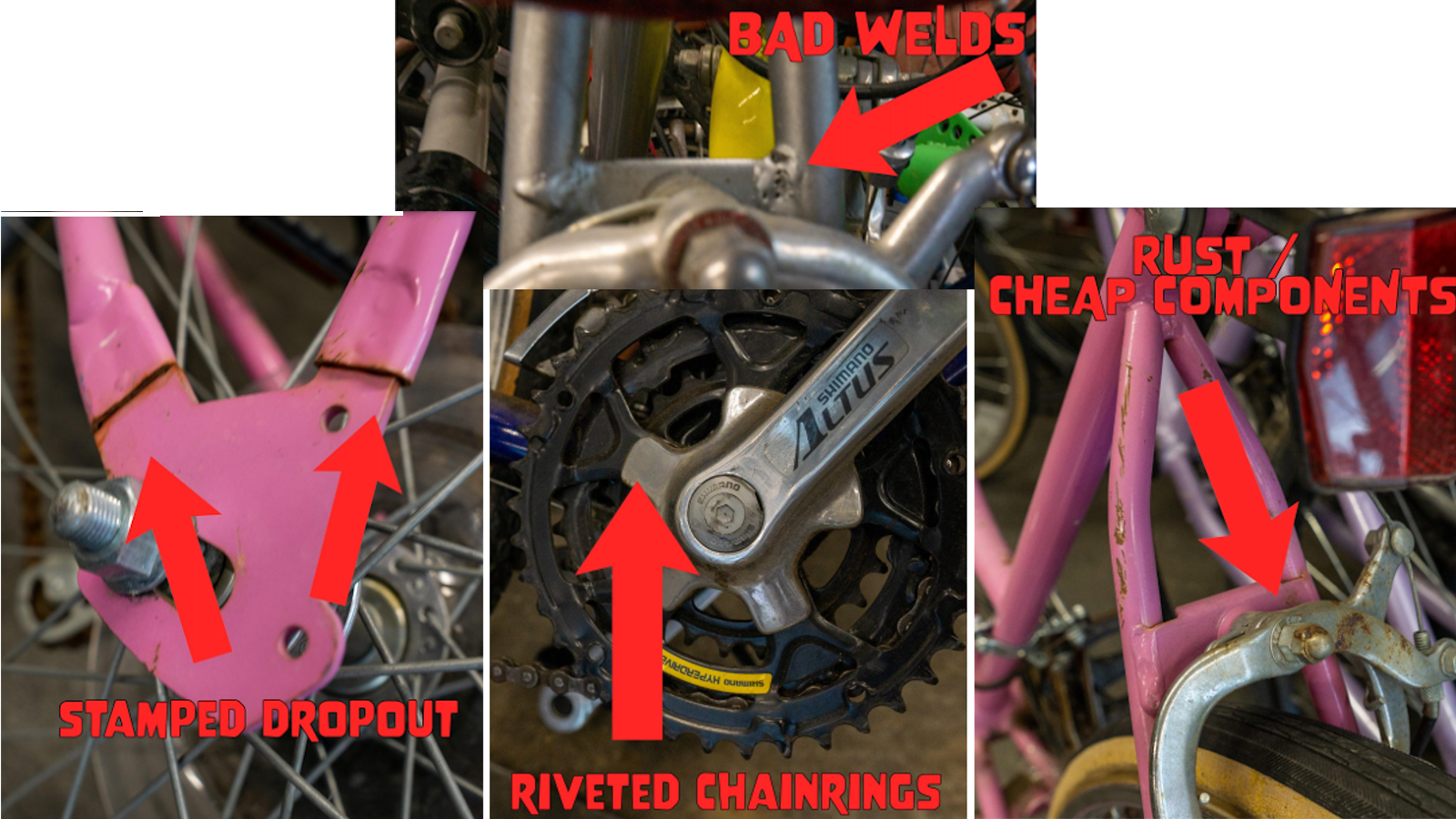 examples of bikes sent by Mac Liman with repair issues